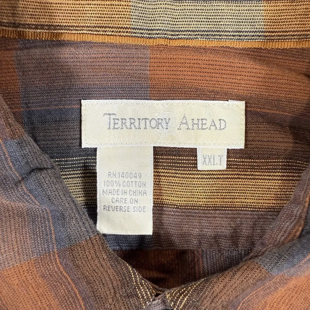 Territory Ahead Shirt Mens 2XL Tall Aztec‎ Western Cowboy Long Sleeve Button Up